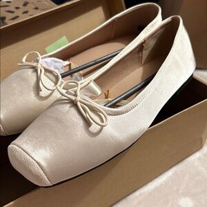 cream ballet flats with straps